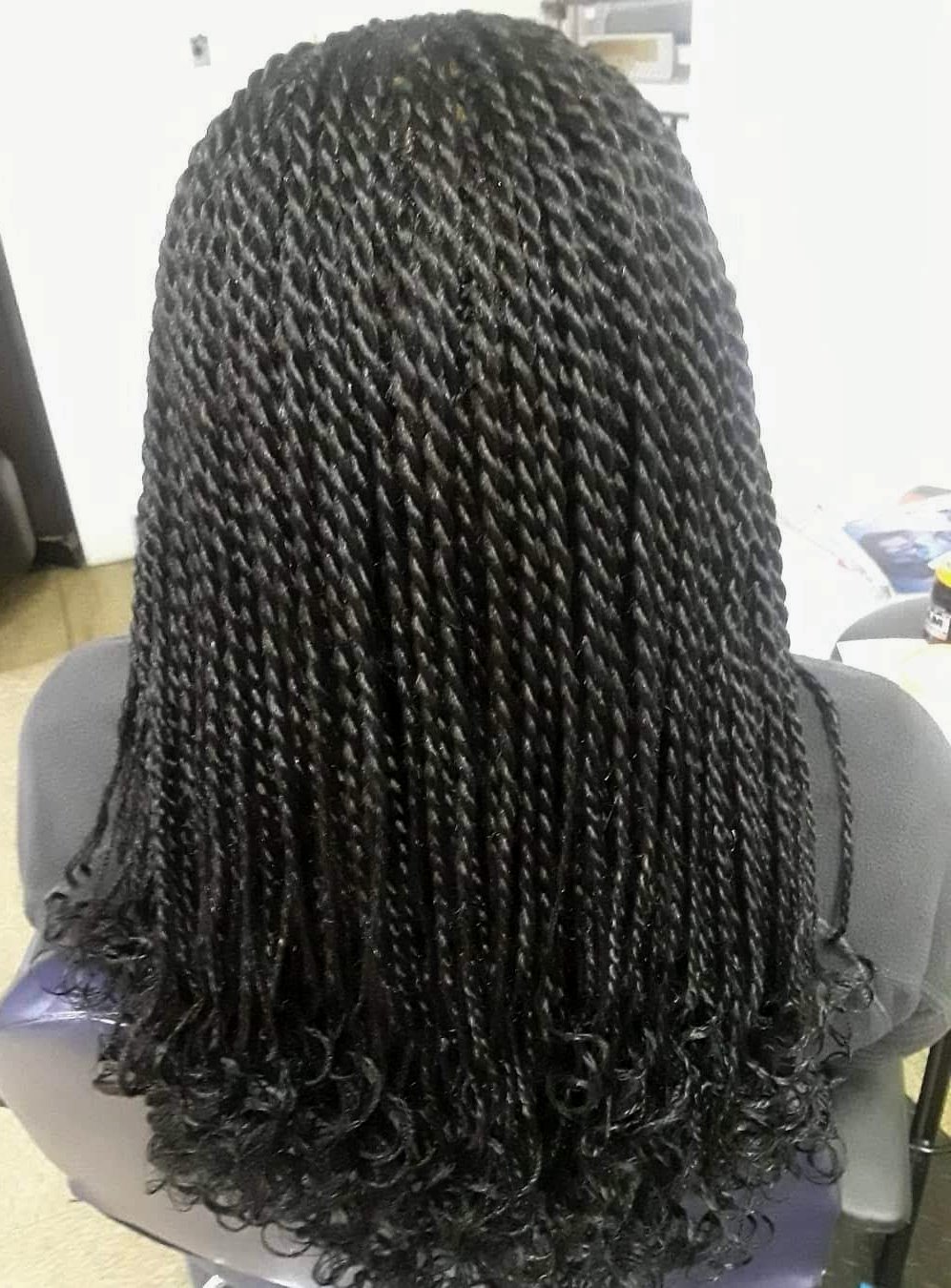 Box Braids on Long Hair with loose waves on ends