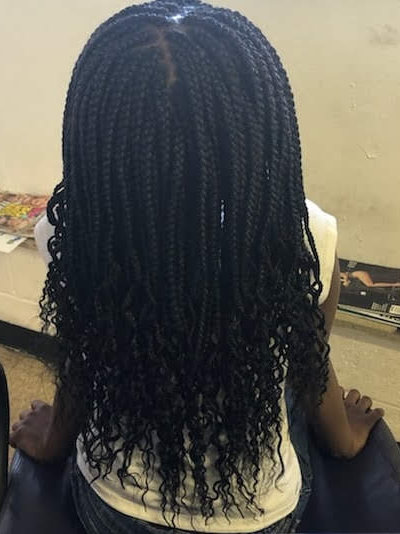 Young Girl Box Braids with Long Hair back view