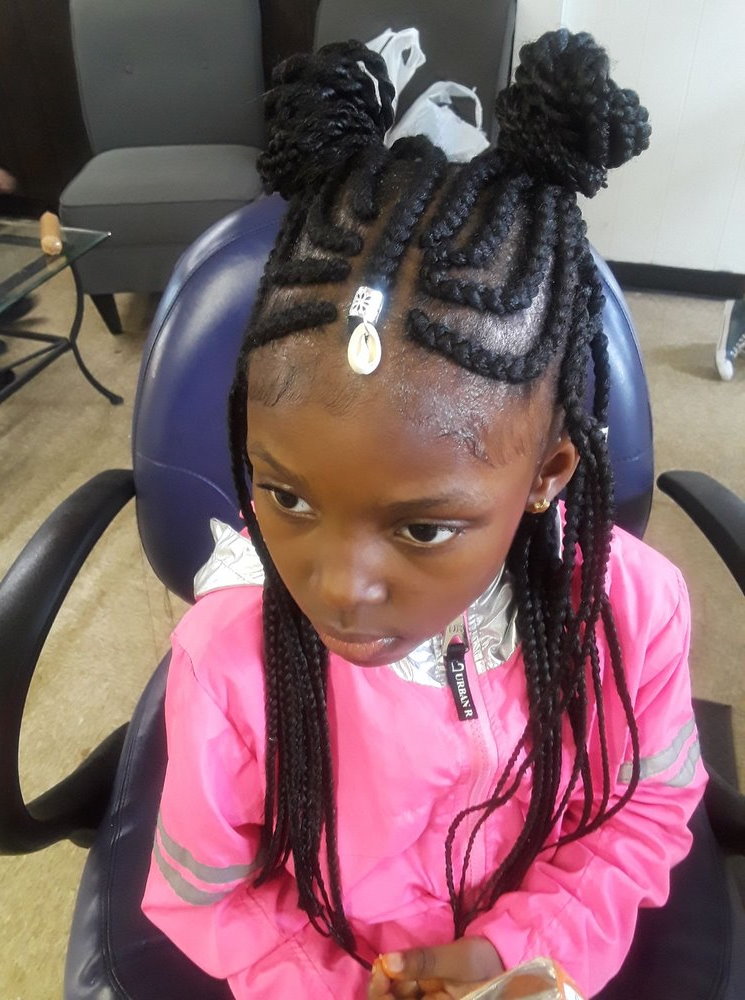 Young Girl Tribal Braids with Ribbon and Jewelry Accents