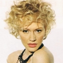 Short blonde culry hairstyle